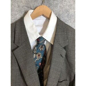 Gerald Austin Blazer Mens 48L Black Houndstooth 100% Wool Sport Coat Jacket FLAW